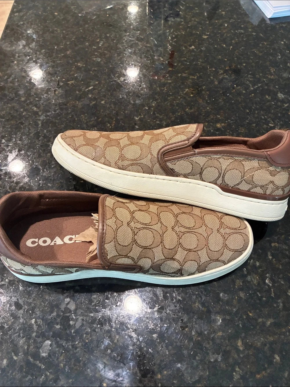 Coach Men’s Tan/Brown Signature Slip-On Sneakers